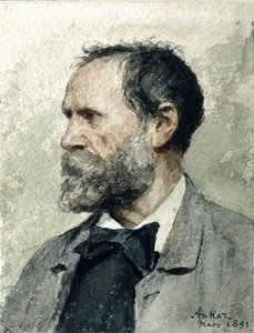 Profilde kendi portresi, solda by Albert Anker